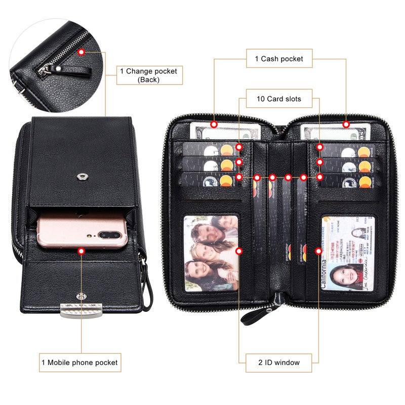 KUKOO Small Crossbody Bag Cell Phone Purse Wallet with Credit Card Slots for Women(NOT for iPhone Plus/Pro Max) - Image 4